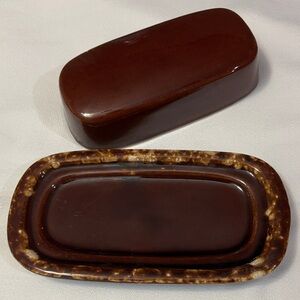 McCoy Vintage Brown Drip Ceramic Butter Dish